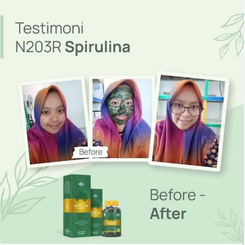 (BOTOL) SPIRULINA ORGANIC N203R / MASKER SPIRULINA ORGANIK N203r BPOM