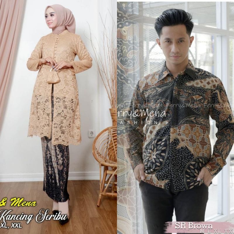 couple kebaya brukat kancing//kebaya couple keluarga//kebaya tunik brukat //tunuk brukat besan