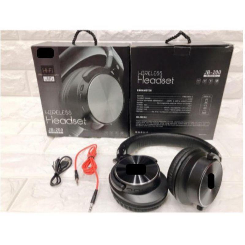 JB-200 JBL BASS HEADPHONE BLUETOOTH 5.0 WIRELESS HEADSET HANDSFREE PREMIUM