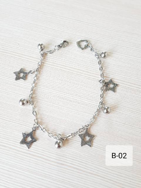 SET Gelang Tangan Kaki Motif Bintang Silver Titanium antikarat