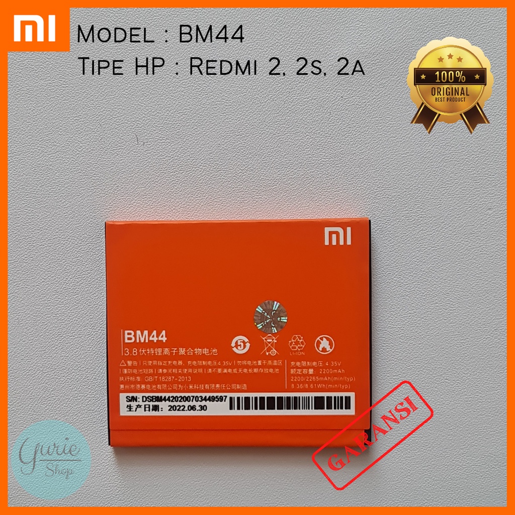 BATERAI BATTERY BATRE XIAOMI REDMI 2 2S 2A BM44 ORIGINAL