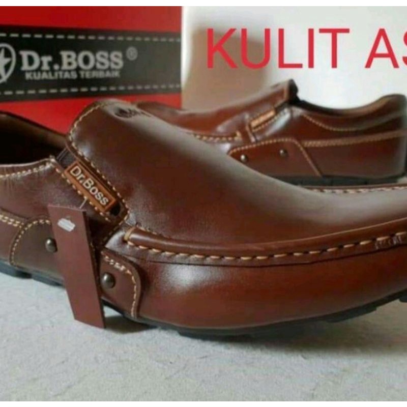 Dr.Boss Sepatu pria kulit asli warna coklat