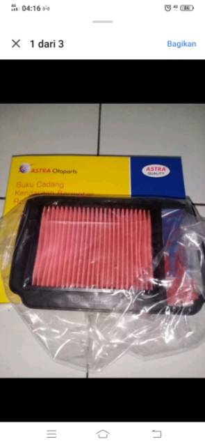 Paket filter udara mio smile/sporty Aspira + paket oli mesin Shell ax5 SAE 10-30W dan gardan 120ml