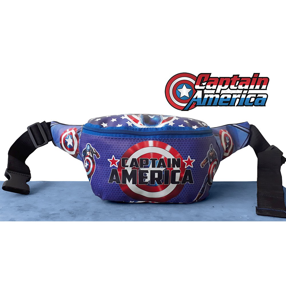 Waistbag Cowok Tas Pinggang Anak Laki Karakter Kapten Captain America