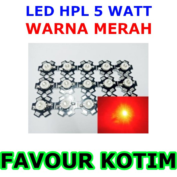 HIGH POWER LED HPL 5 WATT LAMPU PLUS HEATSINK RED MERAH FVKOTIM