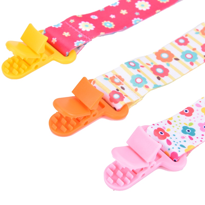 3pcs / Set Klip Penyangga Pacifier Dengan Bahan Plastik Dan Gambar Motif