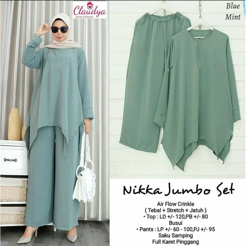 Gamis Nikka jumbo ONE SET AIR FLOW/ SETELAN CRINKEL/ DAILY SET WANITA /BAJU SETELAN/ONESET GAMIS