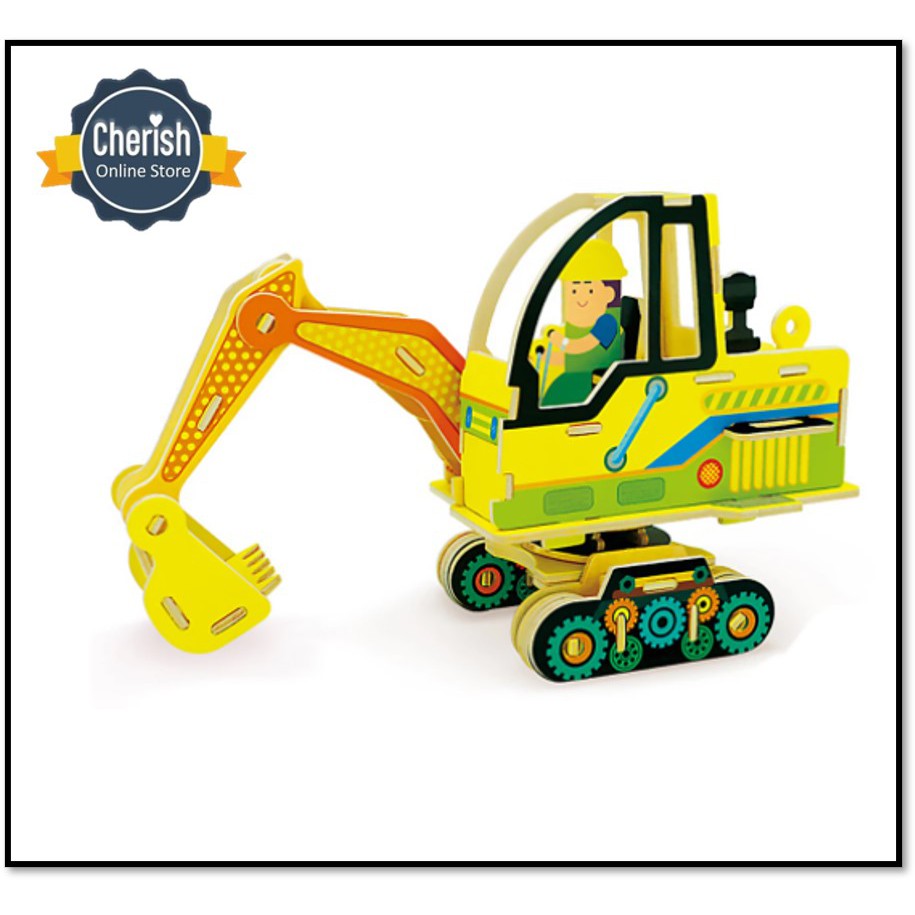 3D Wooden Puzzle - Kendaraan Konstruksi EXCAVATING MACHINERY - A001