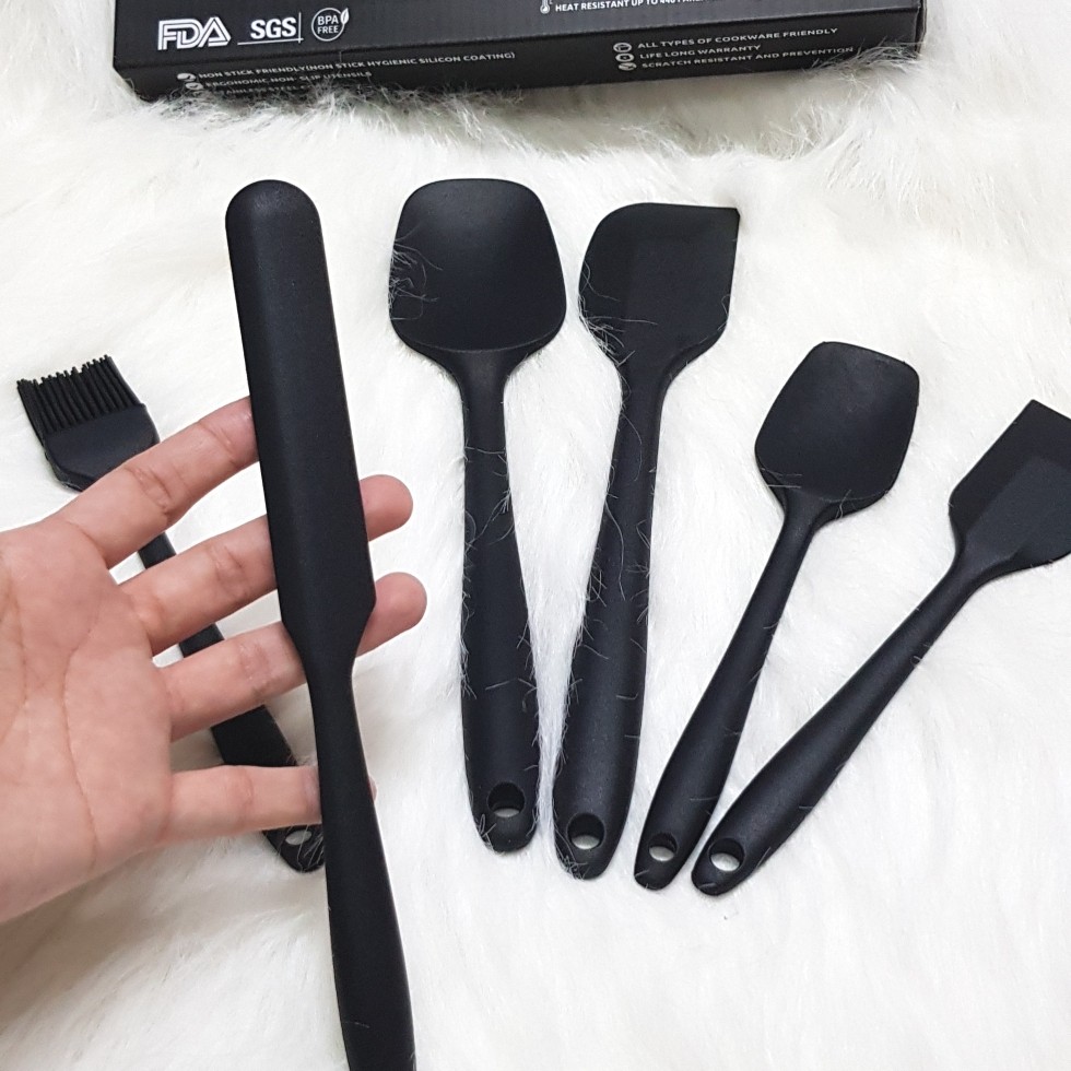 6 PC Set spatula silicon masak sutil kuas tanpa sambungan tahan panas food grade tebal dan lentur