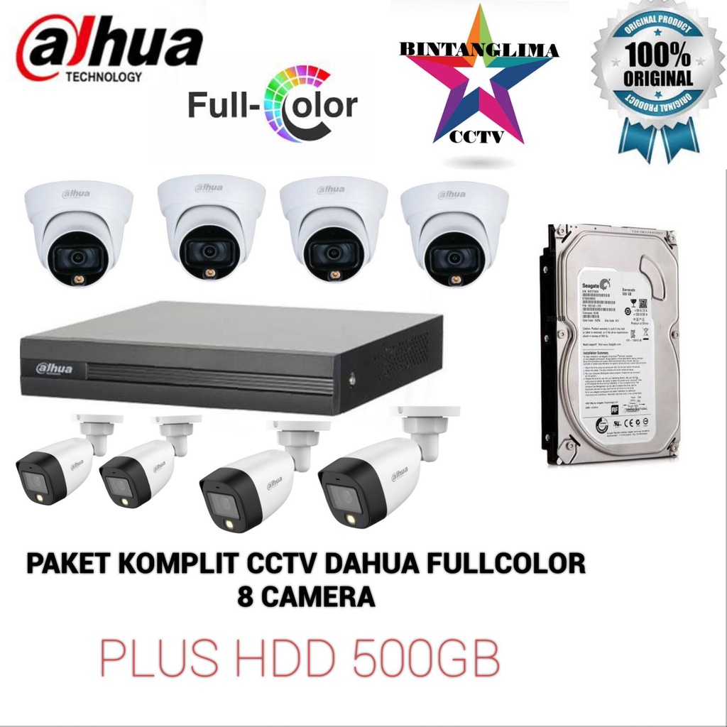 PAKET CCTV DAHUA FULLCOLOR 8 CAMERA KOMPLIT