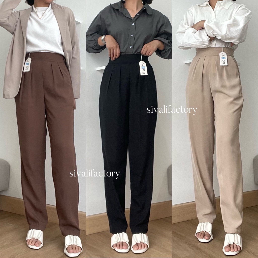 SIVALI Gemma Pants - Celana Kantor Anti Kusut - Celana Kerja Wanita Office Pencil Pants