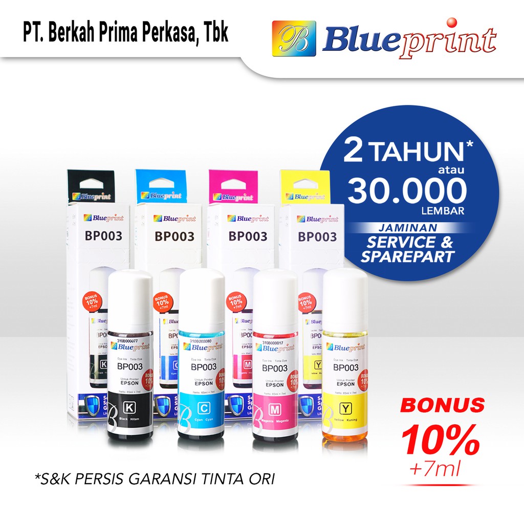  Tinta  Epson BLUEPRINT 003 Refill For Printer  Epson 72 ML 4 