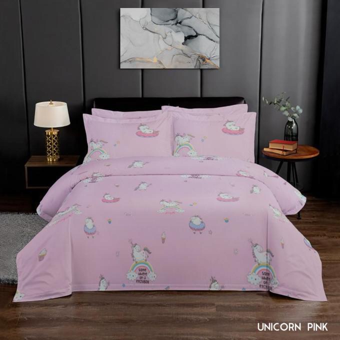 Celina King Rabbit 100% Cotton Silk Bed Cover 160x230cm Unicorn Pink
