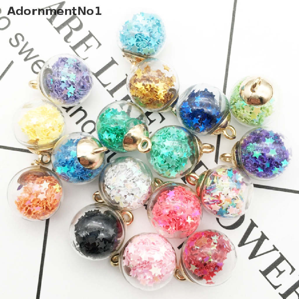 (AdornmentNo1) 10pcs / Set Liontin Bola Kaca Bentuk Pentagram Untuk Membuat Perhiasan DIY