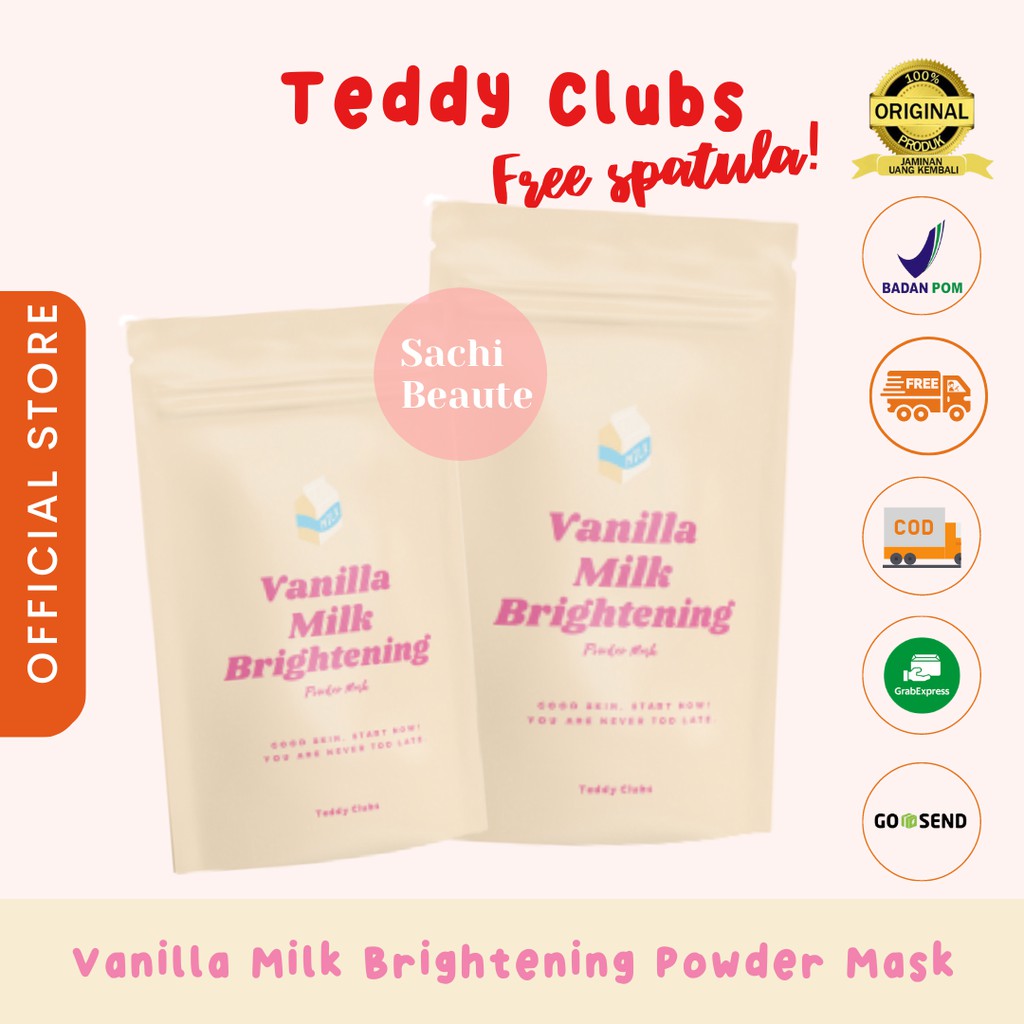 Teddy Clubs Vanilla Milk Brgihtening Powder Mask FREE SPATULA