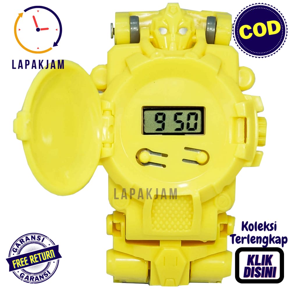 Jam Tangan Digital Unisex Anak Anak Robot Kuning C-555 Quartz Murah Plastik
