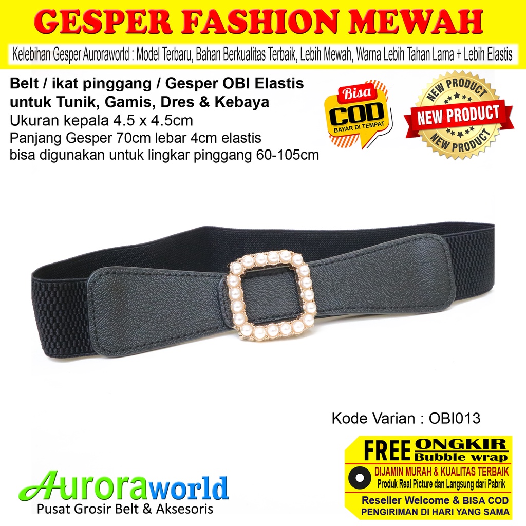 AURORAWORLD ikat pinggang wanita premium belt elastis wanita obi belt karet gesper kebaya sabuk mewah korea untuk dress tunik gamis bisa cod