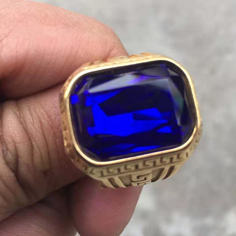 Lkyou Cincin Pria Desain G-E-M-S-T-O-N-E-S Hias Zircon Gaya Hip Hop Eropa Amerika