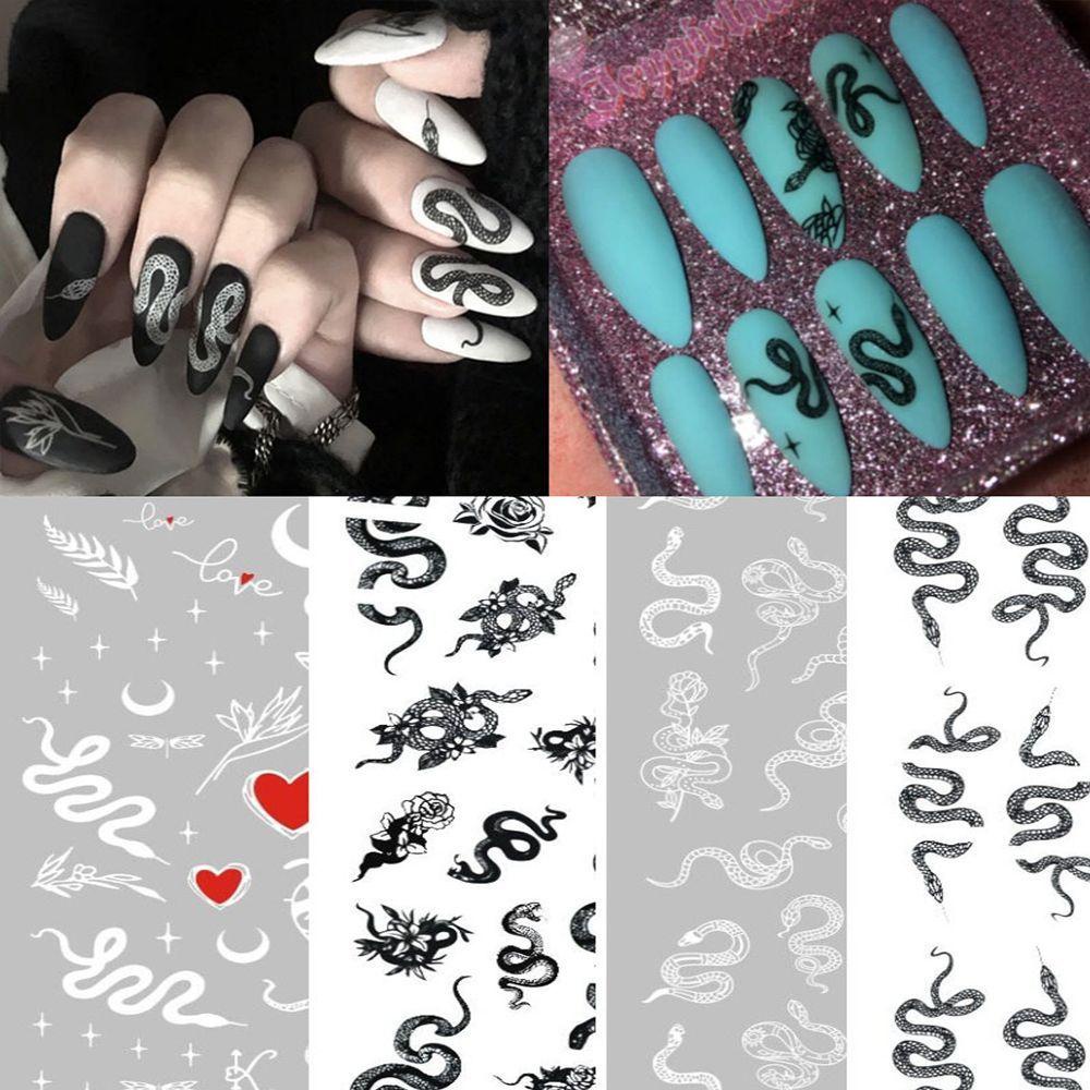 MXBEAUTY Self-adhesive Nail Decals Motif Ular Salon Kuku Nail Art Dekorasi Nail Art Slider DIY Stiker Kuku Manicuring Sticker