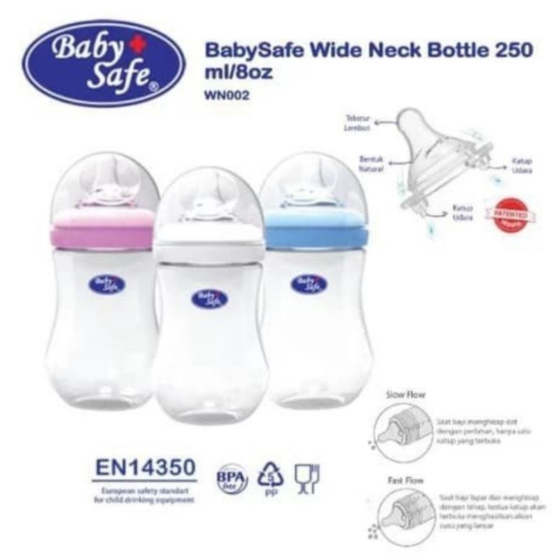 Baby Safe Wide Neck Bottle 250ml (8oz)/Botol Susu Bayi Baby Safe