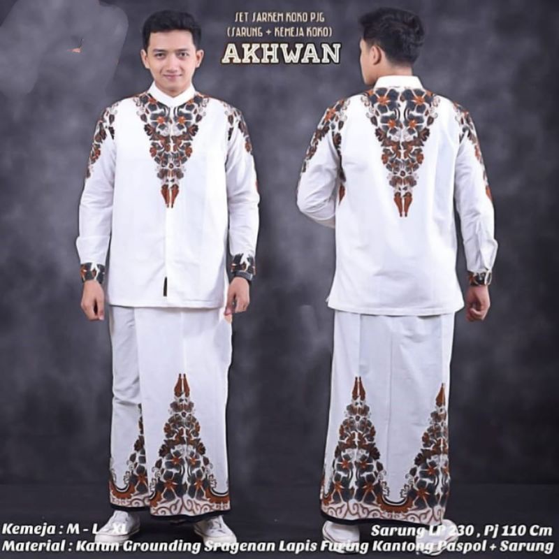 (COD) baju Koko muslim pria eksklusif|| setelan Koko dan sarung batik ori solo| set sarung batik dan