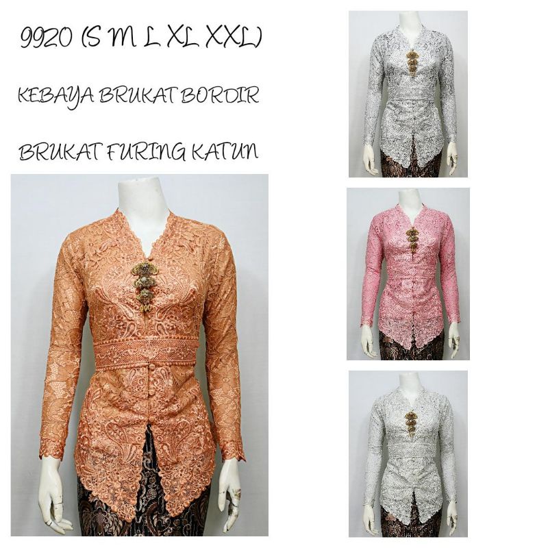 Jual Indah Kebaya Brukat Bordir Encim Lengan Panjang Bordir Senada