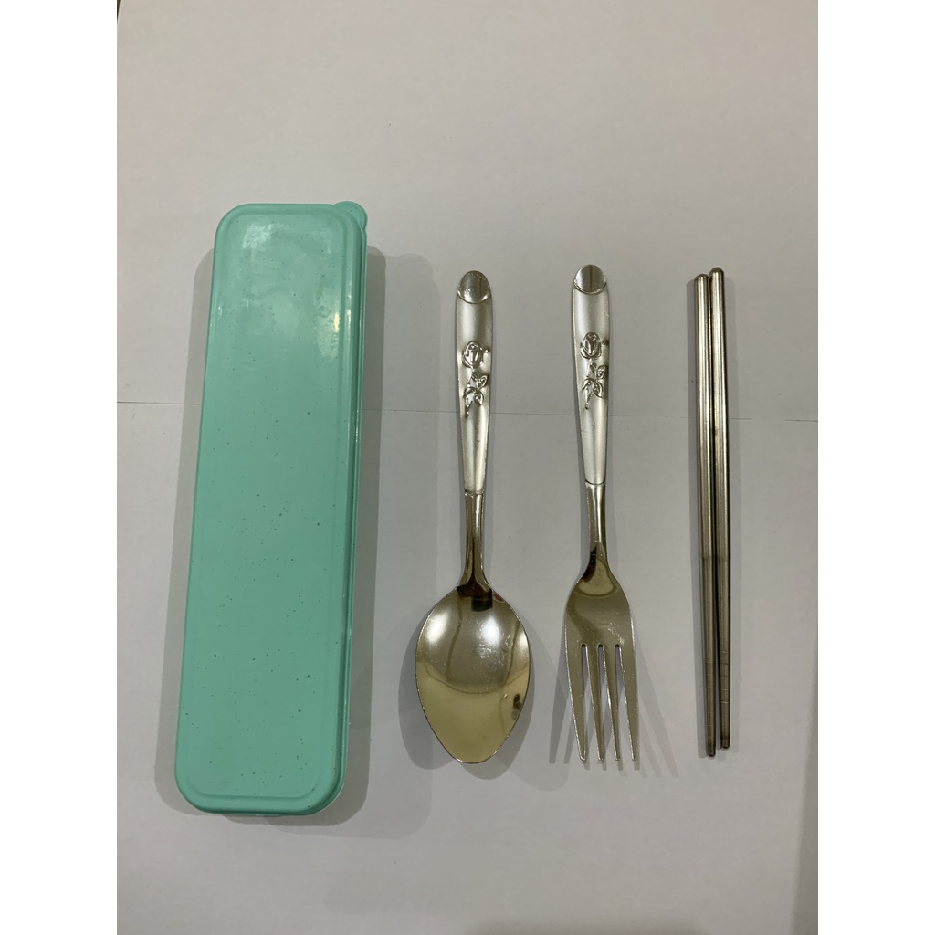 [BISA COD] PROMO Alat Makan Stainless Set Motif Bunga BONUS Tempat Penyimpan Set Alat Makan Sendok Bunga Garpu Bunga Sumpit Murah Terjangkau