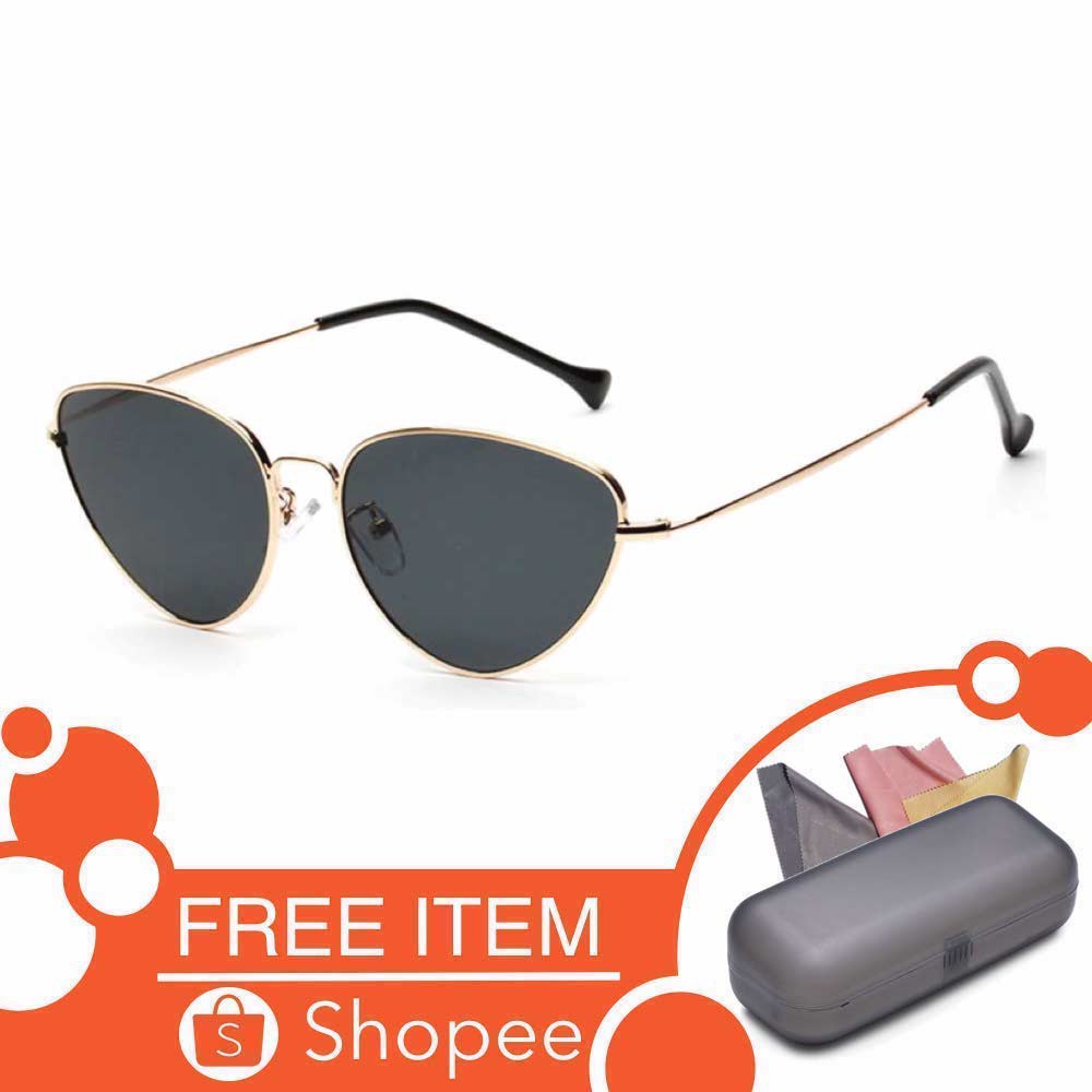 Anti UV Sunglasses Eye Cat [ Hitam ] Kacamata Wanita - MLB FREE KOTAK KACAMATA