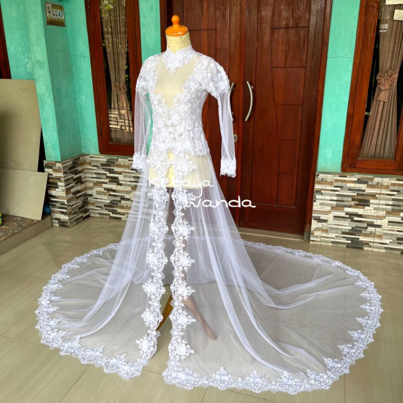 Ready Kebaya Gaun Ekor Panjang / Kebaya Pengantin / Akad Nikah