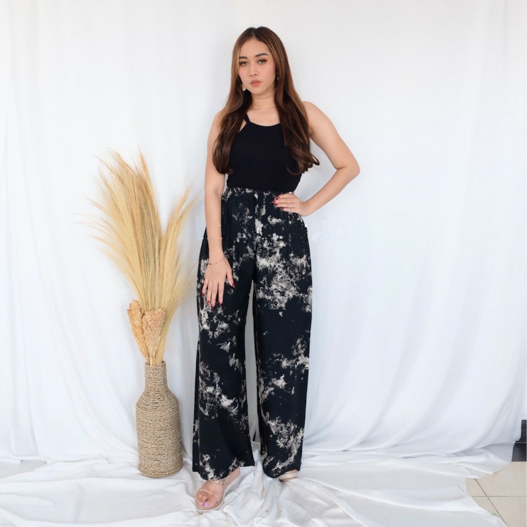 CELANA KULOT PANJANG TIE DYE BALI-HITAM HIDRO