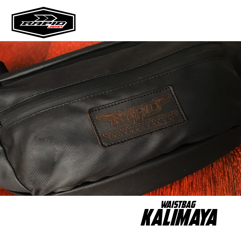 tas waistbag RAPID KALIMAYA dengan patch kulit laser dan bahan premium