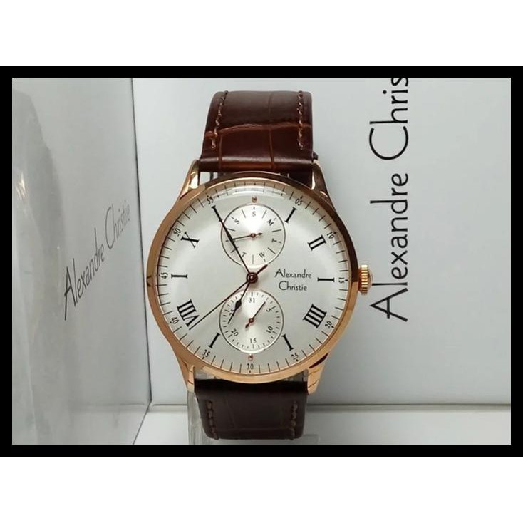 TBAB READY JAM ALEXANDRE CHRISTIE AC6437MF ROSEGOLD STRAP BROWN ORIGINAL KXDY