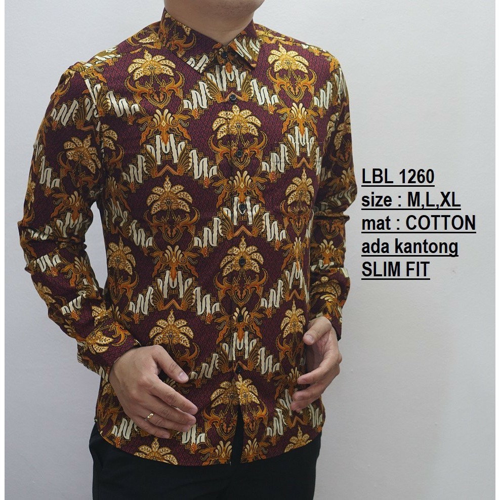 LBL 595 LUIGI BATIK PRIA SLIMFIT LENGAN PANJANG