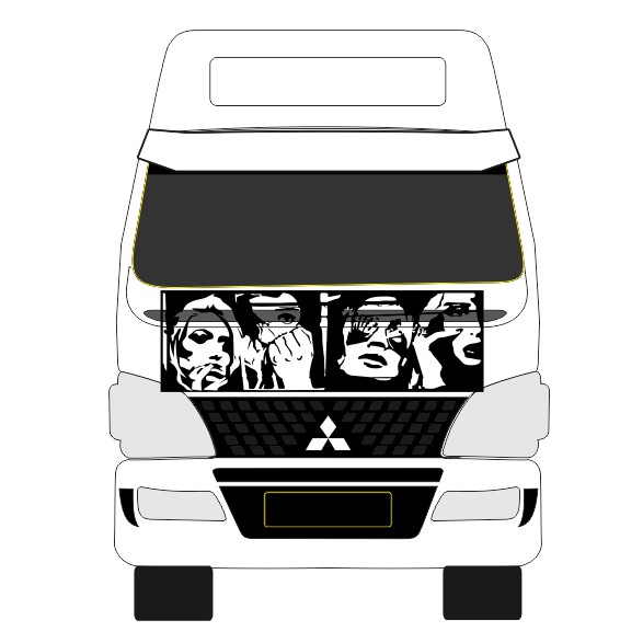 stiker kabin truck gambar siluet wajah