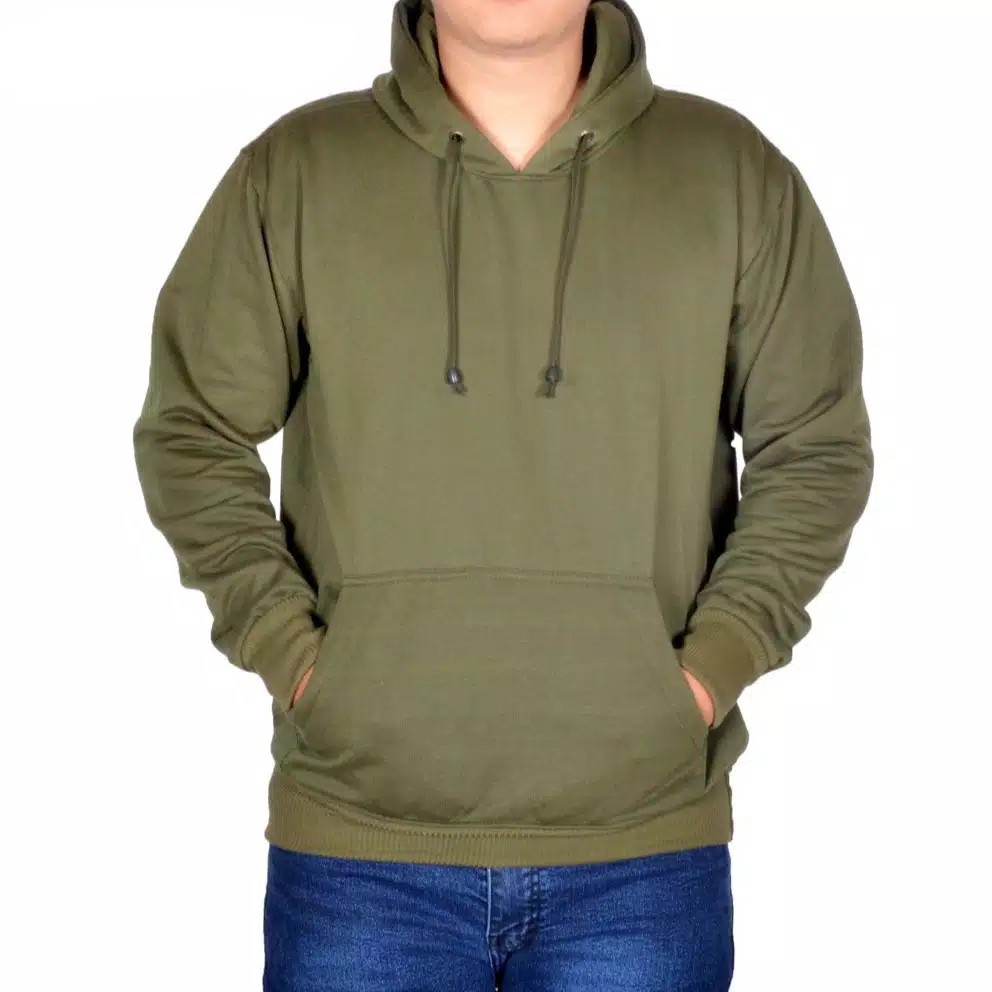 HOODIE POLOS HIJAU ARMY M - XXL SWEATSHIRT PRIA WANITA