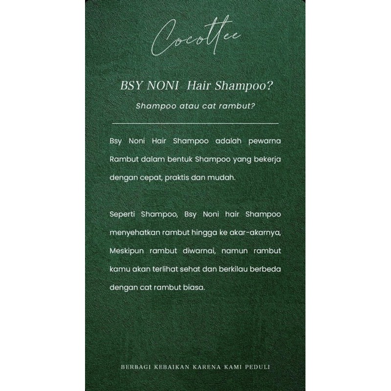 [BPOM] 1 pak Cocottee Bsy GoBlack / Shampoo semir mengkudu/ noni shampoo (BOX)
