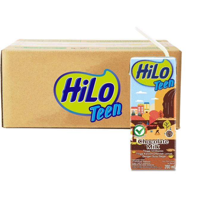 

1 Karton - HiLo Teen Chocolate Milk 200 ml x 24 pcs to Drink RTD - Susu Tinggi Kalsium ✓