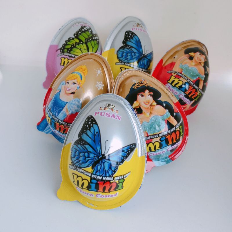 

Permen Coklat Bentuk Telur. Mimi Choco Coated Compound Pisan @4gr.1000/pcs