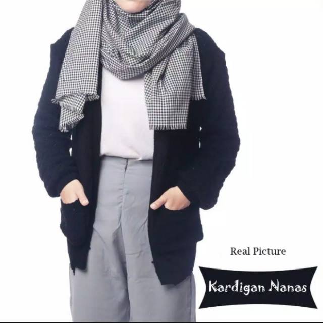 Cardigan rajut cewek bubble cardy nanas warna hitam