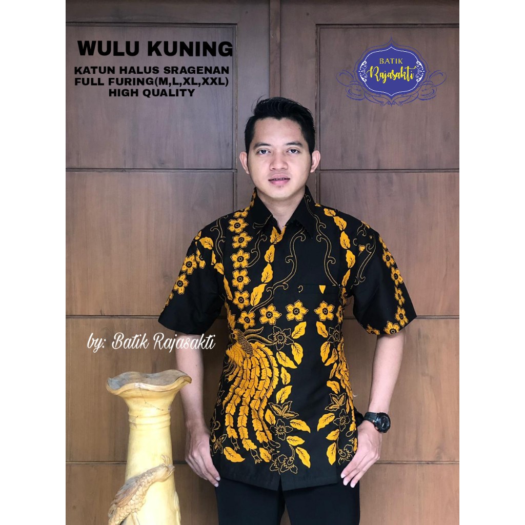 WULU KUNING RAJASAKTI KEMEJA BATIK SOLO PRIA LENGAN PENDEK LAPIS FURING ATASAN BATIK PREMIUM MODERN KATUN HALUS BAHUWIRYA  BANAMITRA BANAMITRA PUTIH BANGSAWAN BAYU PUTRA BERLIAN BIRU BHARATAYUDA BIMASENA BIRENDRA BIRU INDAH BRAHMAKERTA BRAHMAKERTA MERAH B