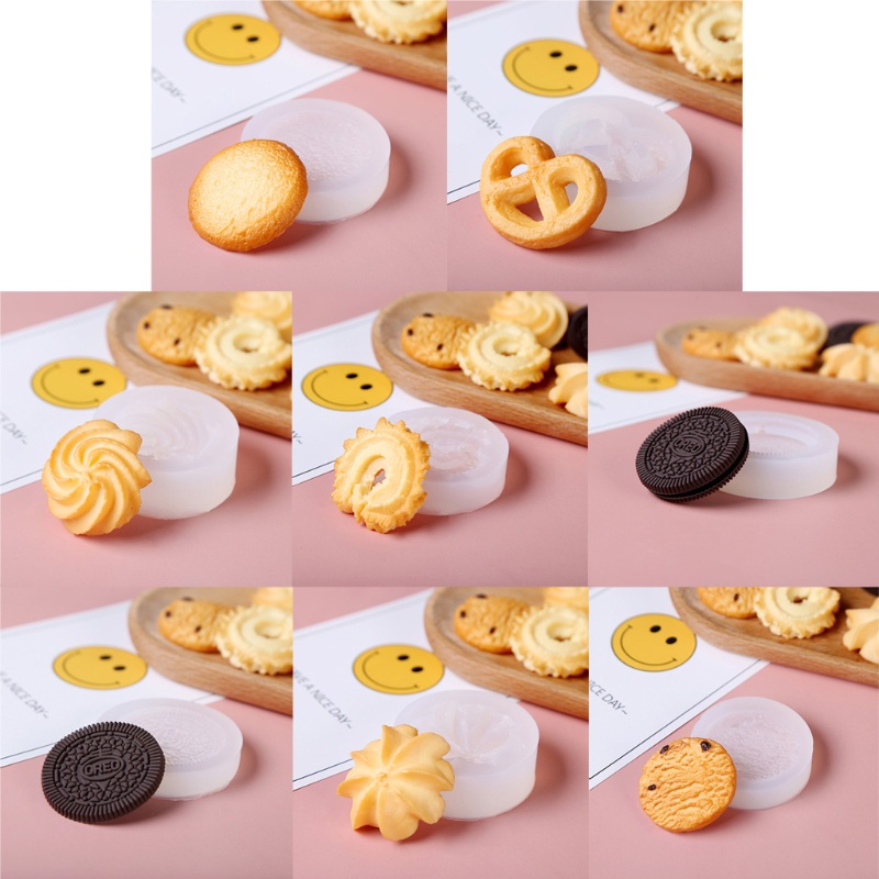 SIY  8Pcs Macaron Chocolate Cookie Fondant Silicone Molds Cookie Pendant Resin Molds