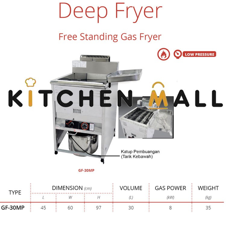 Getra GF-30MP Free Standing Gas Deep Fryer/Penggorengan/Deep fryer
