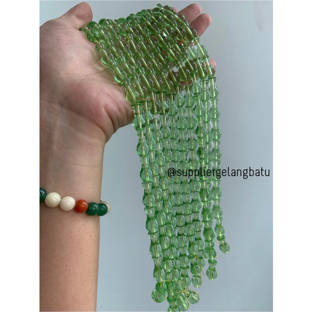 manik ujung kepala tasbih GUCI GREEN QUART aksesori kalung gelang 10mm