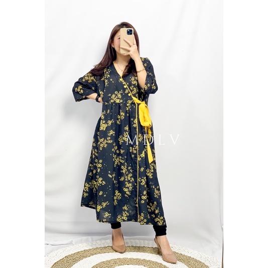 MDLV ~ 79009# Venezia Loose Dress Big Size Dress Flower Fashion Import