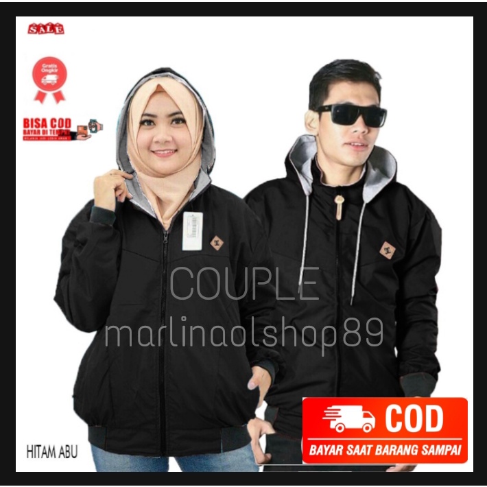 Jaket Parasut Bolak Balik Pria Wanita Cuple Dan Satuan Pria Wanita L - XL - XXL