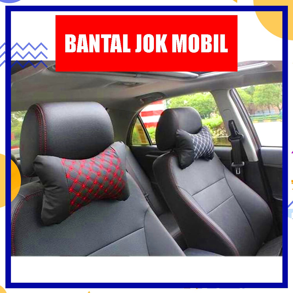 Bantal Jok Mobil Senderan Kepala Nyaman &amp; Empuk Motif Garis Merah - Bantal Mobil Premium Anti Pegel Motif Garis