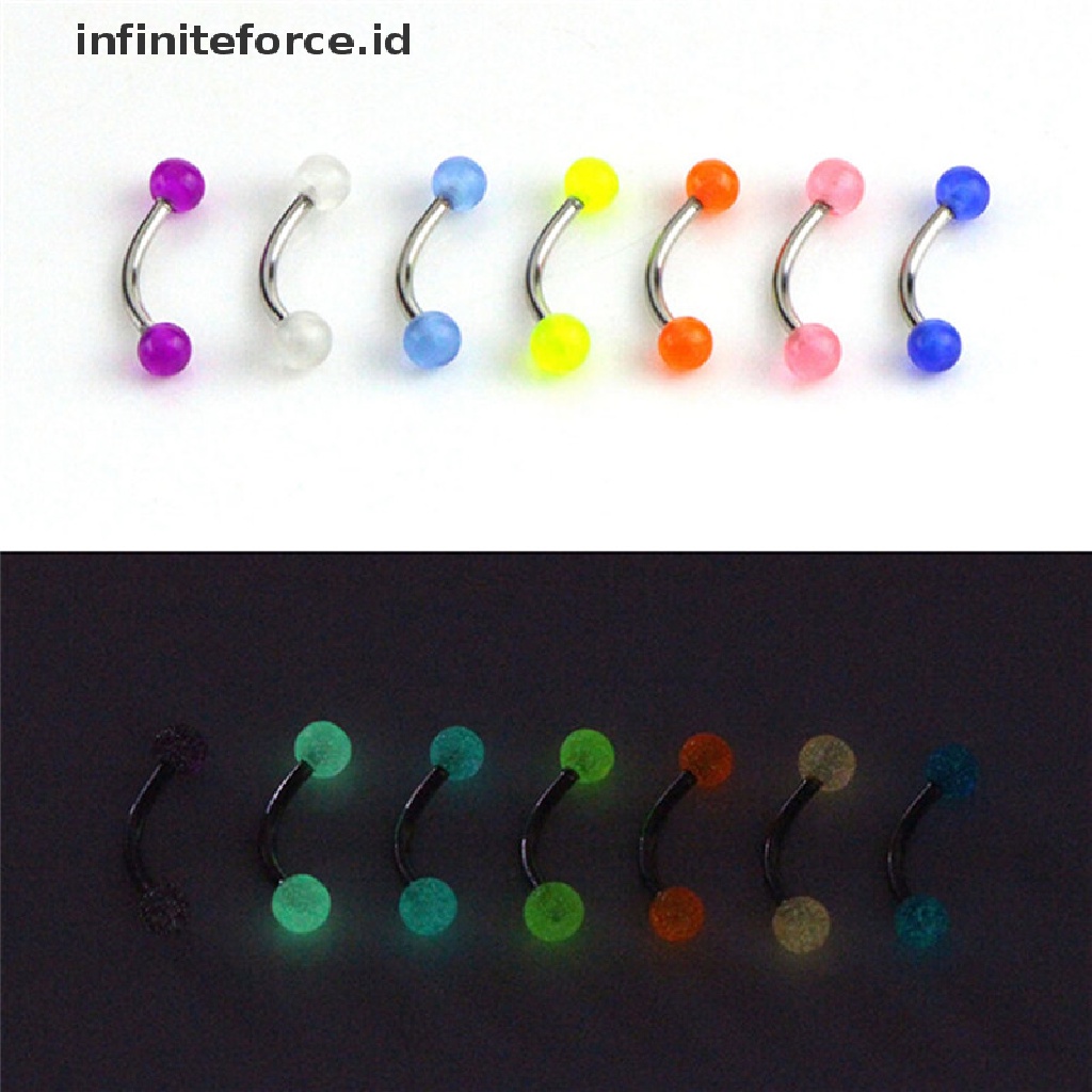 Infiniteforce.id 7pcs / Set Cincin Tindik Alis Bentuk Barbel Glow In The Dark