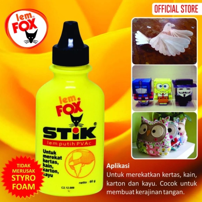 

Lem Fox Stick 60gr/Lem Fox Stick PVAc 60gr Botol ORIGINAL