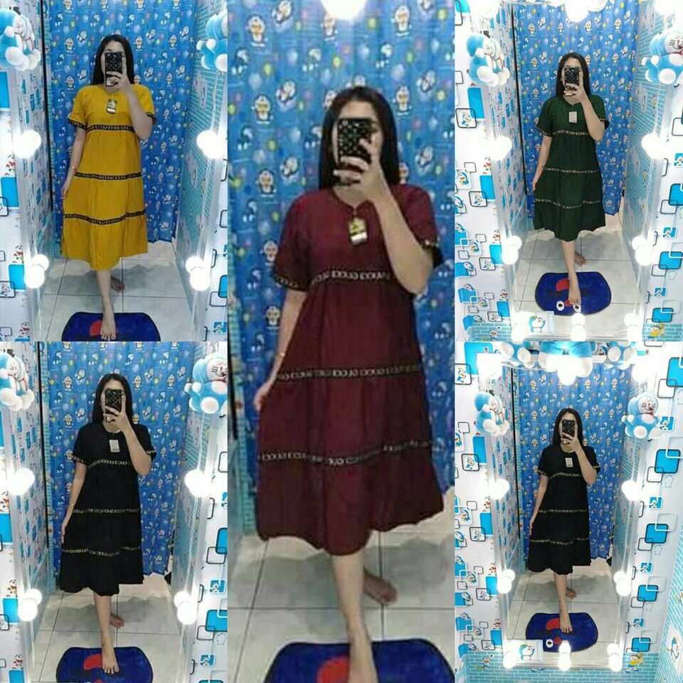 Mini Dress Lengan Pendek // Daster Arab Mini Dress // Daster Busui Kekinian Rempel