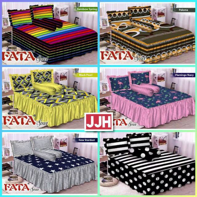 Sprei Rumbai Fata Blackberry/Persian Stripe/ Capucino Brown/Ibiza Blue/Red Majesty 180x200